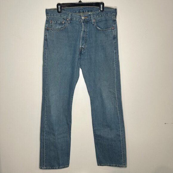 Levis 501XX Button Blue Denim USA Jeans 34x34 in Vintage YTK Straight Leg - Picture 1 of 13